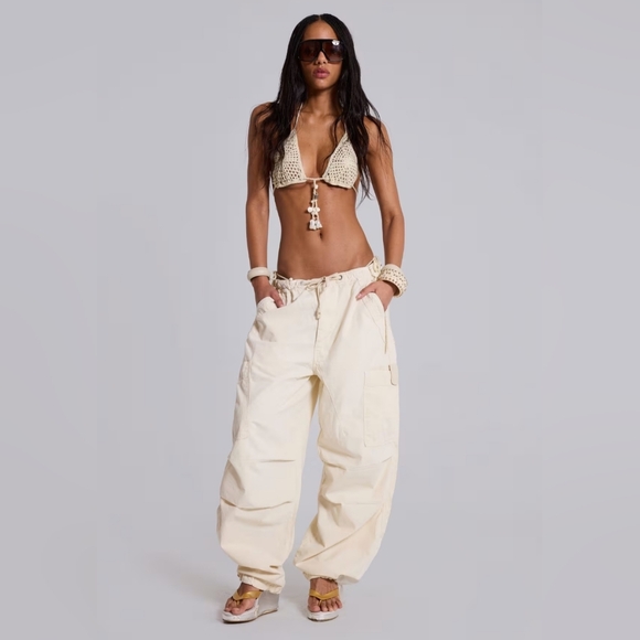 Jaded London Ecru Parachute Cargo Pants Size S - Picture 15 of 16
